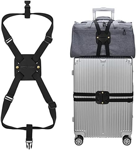 Luggage Straps, Lapinchen Bag Bungee, Luggage Bungee, Luggage Straps Suitcase Adjustable Belt, Adjustable and Portable Travel Suitcase Accessory, Black