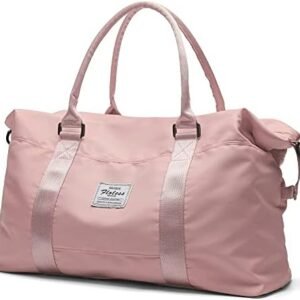 HYC00 Travel Duffel Bag, Sports Tote Gym Bag, Shoulder Weekender Overnight Bag for Women,Pink
