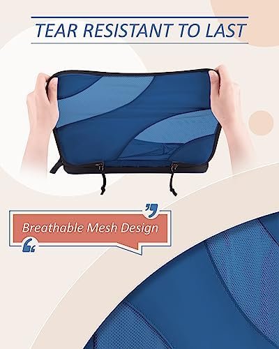 Compression Packing Cubes, BAGSMART 6 Set Travel Packing Cubes for Carry on Suitcases, Compression Suitcase Organizers Bag Set & Travel Cubes for Luggage, Lightweight Packing Organizers with Shoe Bag Classic Blue - Image 3