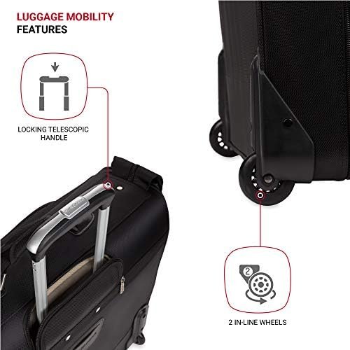 SwissGear 7895 Premium Rolling Garment Bag, Bonus Hanging Feature, Men's and Women's, Carry-on Luggage - Black - Image 3
