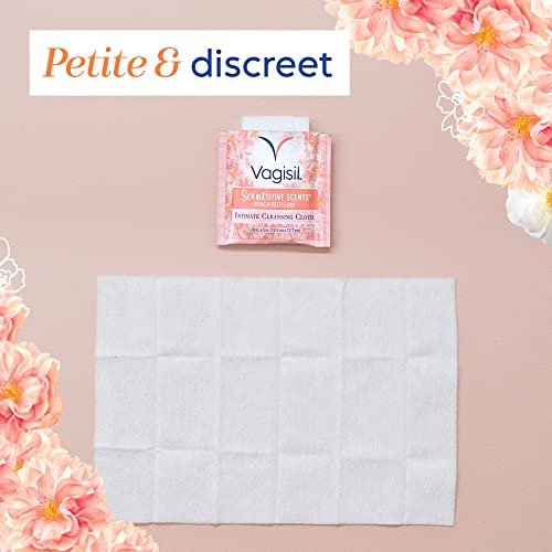 Vagisil Scentsitive Scents On-The-Go Feminine Cleansing Wipes, pH Balanced, Peach Blossom, Individually Wrapped, 16 Count (Pack of 1) - Image 5