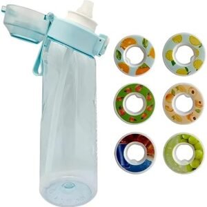 Napolju Air Water Bottle,650ML Scent Water Bottle with Orange Air Flavour Pod,Leak Proof Sports Water Cup with Straw,Fruit Fragrance Water Bottle Suitable for Outdoor Sports (Blue+6 Pods)