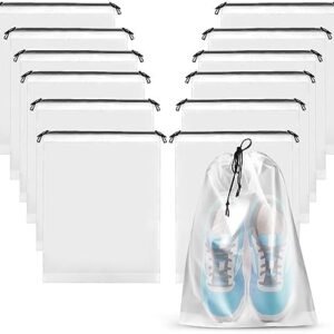 Transparent Shoe Bags for Travel 12 Pack Large Clear Shoe Organizers Pouch with Rope Portable Drawstring Storage Bag for Men & Women