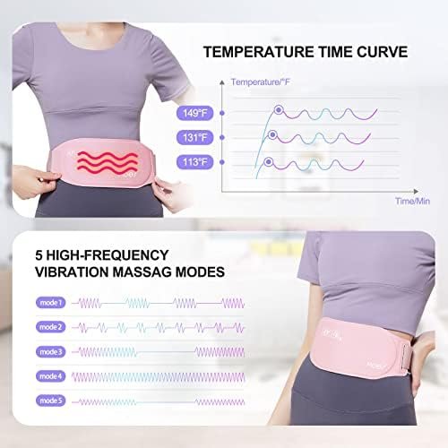 MOES HEALTH Heating Pad for Cramps, Menstrual Portable Heating Pad for Women and Girls, 3 Heat Levels and 5 Massage Modes, Gifts for Women - Image 3