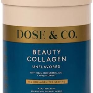 DOSE & CO. Beauty Collagen with Hyaluronic Acid and Vitamin C for Hair, Skin & Nails, Unflavored - 9oz Powder Supplement