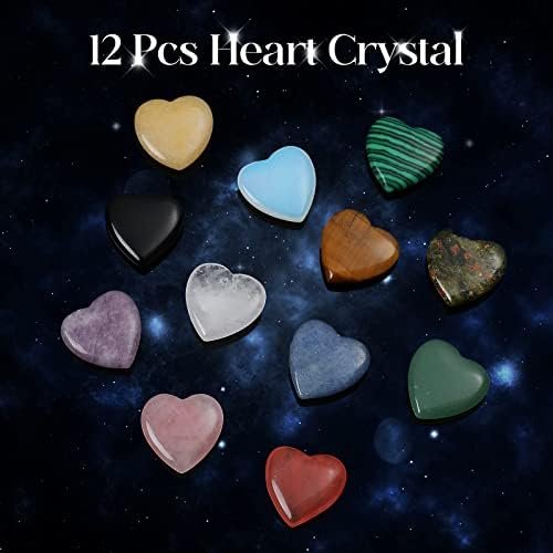 12 PCS Natural Heart Crystals Shaped Healing Stones Crystal Palm 0.8 inch Natural Stones Polished Love Gemstones Pocket Set Bulk Balancing Meditation Mother's Day Gift - Image 6