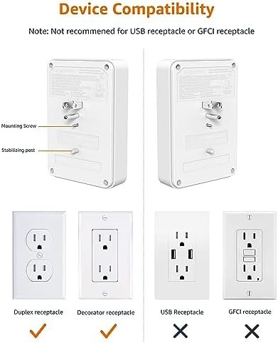 Amazon Basics 6 Outlet Wall-Mount Surge Protector, 1080 Joules - Image 3