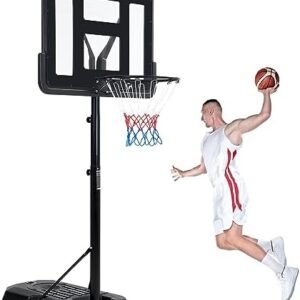 Basketball Hoop Outdoor,Portable Basketball Hoop Goal System 6.6-10ft Adjustable with 44 Inch Backboard & Wheels Basketball Equipment for Kids/Adults Indoor Outdoor 3+