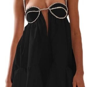 Argeousgor Womens Tassel Sequin Dress Spaghetti Strap Backless Tassel Mini Dress Sparkly Evening Party Dress Dance Dress