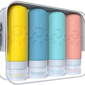 Zafit Travel Bottles for Toiletries, TSA Approved Travel Containers 3oz Leak Proof Travel Tubs Refillable Liquid Travel Accessories for Shampoo Conditioner Lotion Body Wash(Multicolored B)