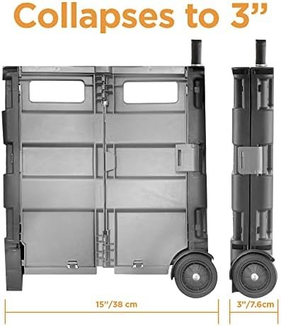 Inspired Living Ultra-Slim Rolling Collapsible Storage Pack-N-Roll Utility-carts, with Telescopic Handle, for Home, Garden, Shopping, Office, School use, Large, Grey & Black - Image 5