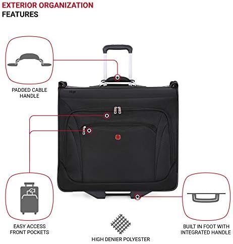 SwissGear 7895 Premium Rolling Garment Bag, Bonus Hanging Feature, Men's and Women's, Carry-on Luggage - Black - Image 2