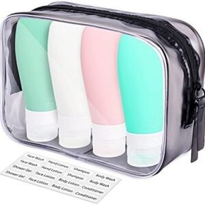 INSFIT Portable Travel Bottles, TSA Approved Travel Size Bottles Leak Proof Travel Containers for Toiletries, BPA Free Refillable Travel Accessories for Shampoo Body Wash Liquids 4 PacK