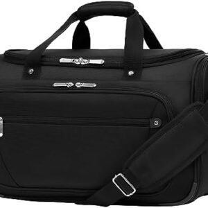 Coolife Travel Duffel Bag Carry-On Travel Tote Overnight Weekender Bag Softside Lightweight Underseat Bag for Men and Women Duffle Bag with Adjustable Strap (Black, 19 inch)