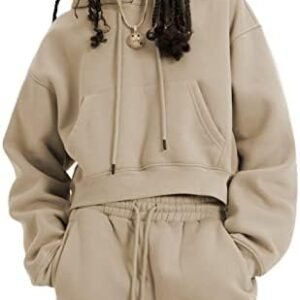 Yeokou Women's Fleece 2 Piece Outfits Sweatsuits Pullover Hoodie Sweatshirt Jogger Pants Tracksuits Set