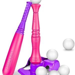 CeleMoon T Ball Set for Kids 3-5-8, Baseball Softball Bat Toys Set Batting Tee, 6 Balls Included, for Kid Toddler Boys Girls Age 3-8 Years Indoor Outdoor Sport Playing Game