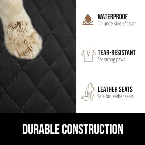 Gorilla Grip Waterproof Heavy Duty Easy Clean Dog Car Seat Cover, Grip Dot Backing, Back Seat Protector for Dogs Muddy Paws, Tear Resistant Hammock, Truck Sedan SUV, Pet Travel Accessories, Black - Image 4