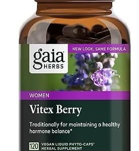 Gaia Herbs Vitex Berry (Chaste Tree) - Supports Hormone Balance & Fertility for Women - Helps Maintain Healthy Progesterone Levels to Support Menstrual Cycle Health - 120 Vegan Caps (60-Day Supply)