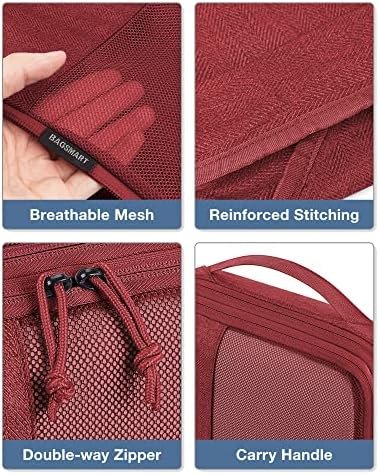Compression Packing Cubes for Suitcase, 6 Set BAGSMART Travel Packing Cubes for Luggage, Compression Travel Cubes & Suitcase Organizer for Packing with Shoe Bag Red - Image 3