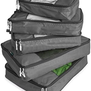TravelWise Luggage Packing Organization Cubes 5 Pack, Silver, 2 Small, 2 Medium, 1 Large