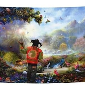 ANARONA Rapper Tapestry Funny Meme Tapestry Chief Singer Keef in The Garden of Eden Tapestry Wall Hanging College Dorm Decor Home Decor for Bedroom Living Room (30 x 40 in)