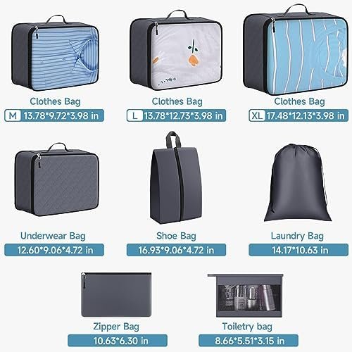 ExploreBliss Packing Cubes for Suitcases, Durable Packing Cubes for Travel, Foldable Suitcase Organizer Bags Set for Travel Accessories, Travel Bags Organizer for Luggage - Image 2