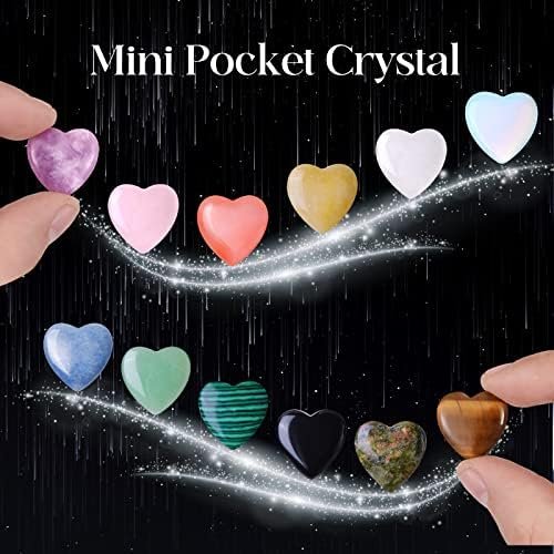 12 PCS Natural Heart Crystals Shaped Healing Stones Crystal Palm 0.8 inch Natural Stones Polished Love Gemstones Pocket Set Bulk Balancing Meditation Mother's Day Gift - Image 5