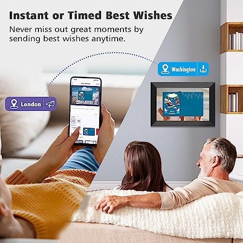 MaxAngel Digital Picture Frame 10.1 Inch WiFi Electronic Photo Frame 16GB Storage SD Card Slot Desktop IPS Touch Screen HD Display Auto-Rotate Slideshow Share Videos Photos Remotely Via App - Image 7