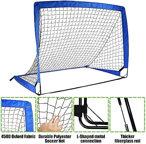 Kids Soccer Goals for Backyard, 2 of 4' x 3' Portable Soccer Nets Training Equipment, Pop Up Soccer Net for Youth Outdoor Sports Games - Image 3