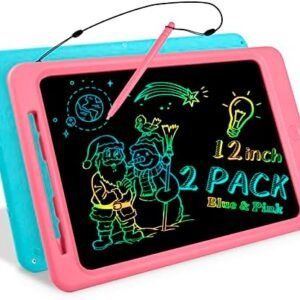 Trushome LCD Writing Tablet for Kids 2 Pack, 12 Inch Doodle Board Kids Writing Tablet, Erasable Electronic Toddler Drawing Pad, Ideal Educational Learning Toddler Toys Gifts for Kids Age 3+