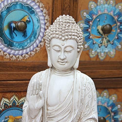 Leekung Buddha statue for home decor accents,laughing buddah statue for meditation zen garden spiritual room feng shui desk table yoga decor,small buda budda home decorations gifts antique ivory white - Image 5