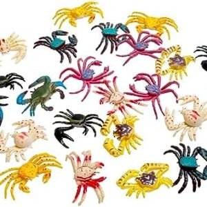24 Pcs Realistic Mini Crab Figurine Artificial Plastic Crabs Small Crab Figures Miniature Crab for Birthday Party Gift Cake Topper Fairy Garden Home Decoration