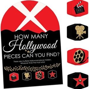 Big Dot of Happiness Red Carpet Hollywood - Movie Night Party Scavenger Hunt - 1 Stand and 48 Game Pieces - Hide and Find Game
