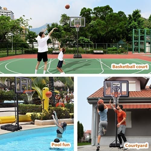 AWII SPORT Portable Basketball Hoop Outdoor, 4.8-10FT Height Adjustable Basketball Hoop Goal System with 44 Inch Impact Backboard and Portable Wheels for Adults - Image 2