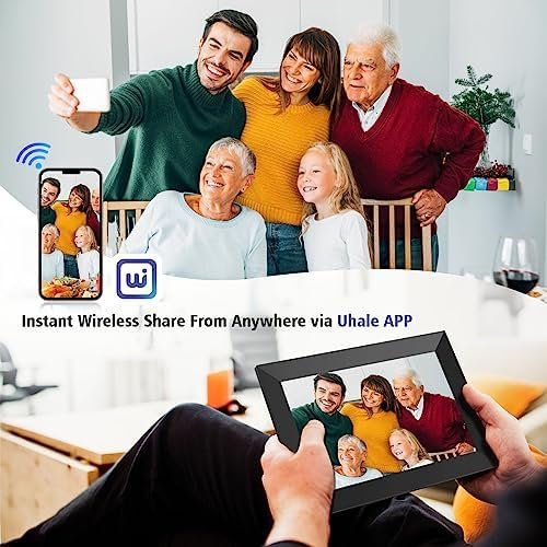 MaxAngel Digital Picture Frame 10.1 Inch WiFi Electronic Photo Frame 16GB Storage SD Card Slot Desktop IPS Touch Screen HD Display Auto-Rotate Slideshow Share Videos Photos Remotely Via App - Image 2