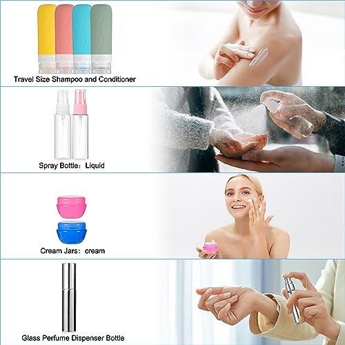 IMPORX 19 Pack Travel Size Toiletries Containers Refillable Perfume Bottles Tsa Approved Travel Toiletry Bag For Women Must Haves Accessories Travel Essentials - Image 5