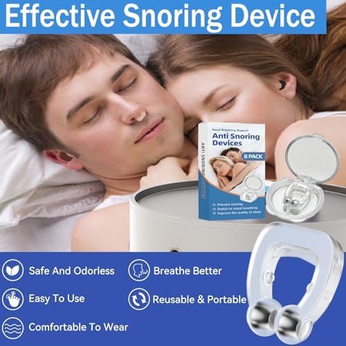 Snore Stopper,Anti Snoring Devices(8 Pack),Silicone Magnetic Stop Snoring Solution,2023 Upgraded Snoring Devices for Men and Women,Anti Snoring Nose Clip - Image 3