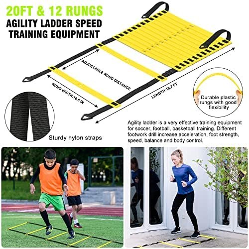 Kids Soccer Goals for Backyard, 4' x 3' Pop Up Toddler Goal Training Equipment with Ball, Agility Ladder and Cones, Portable Nets Backyard Youth Outdoor Sports Games - Image 5