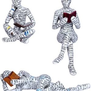 3 Pcs Pulp Reading Women Figurine Decor Thinker Statue Modern Abstract Art Sculpture Resin Collectible Reading Figurines for Living Room Desk Table Bookshelf Shelf Office Desktop Home Decoration