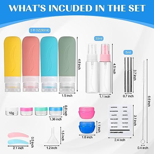 IMPORX 19 Pack Travel Size Toiletries Containers Refillable Perfume Bottles Tsa Approved Travel Toiletry Bag For Women Must Haves Accessories Travel Essentials - Image 2