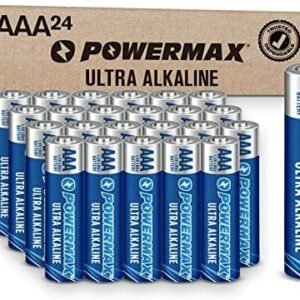 Powermax 24-Count AAA Batteries, Ultra Long Lasting Alkaline Battery, 10-Year Shelf Life, Reclosable Packaging
