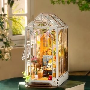 Rolife DIY Book Nook Kits Garden House, 3D Creative Decorative Bookend Book Nook Miniature Kit Bookshelf Insert 3D Puzzle for Adults, DIY Crafts/Gift/Home Decor for Teens&Adults(Garden House)