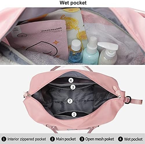 HYC00 Travel Duffel Bag, Sports Tote Gym Bag, Shoulder Weekender Overnight Bag for Women,Pink - Image 3