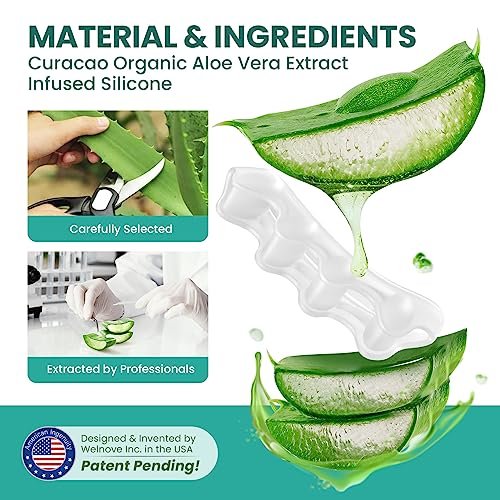 Welnove Toe Separators to Correct Toes - 8 Pack Silicone Toe Spacers for Feet Men Women - Aloe Vera Infused Toe Straighteners for Bunion, Hammertoe - Toe Stretchers for Yoga Practice (Small) - Image 6