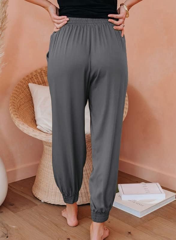 Dokotoo Womens 2023 Soft Casual Drawstring Tie Elastic Waist Loose Jogger Pants with Pockets - Image 2