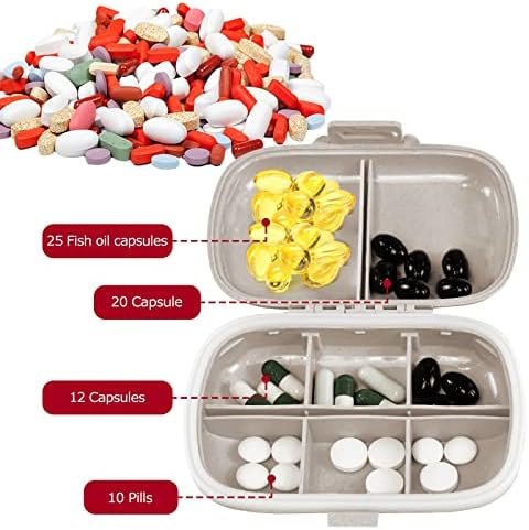 1Pack Travel Pill Organizer, 8 Compartments Portable Pill Case, Small Pill Box for Pocket Purse Portable Medicine Vitamin Container Beige - Image 2