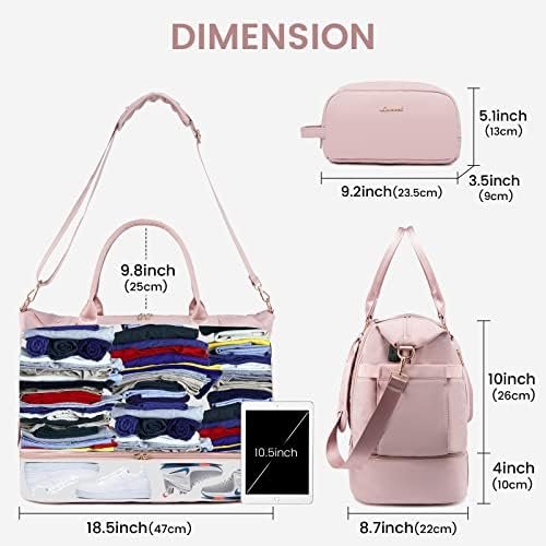 Gym Bag LOVEVOOK Travel Duffel Bag with USB Charging Port,Weekender Bags for Women with Shoe Compartment,Carry on Overnight Bag with Toiletry Bag,Hospital Bags for Labor and Deliver - Image 8