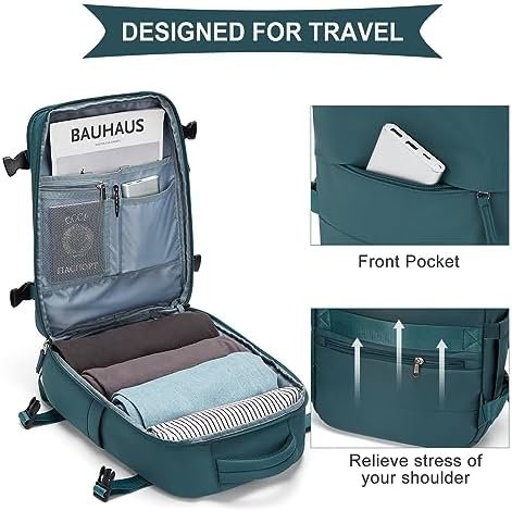 coowoz Large Travel Backpack For Women Men,Carry On Backpack,Hiking Backpack Waterproof Outdoor Sports Rucksack Casual Daypack Travel Essentials(Peacock Blue Minimalist) - Image 5