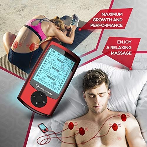 TENS Unit Muscle Stimulator, EMS Massager Machine for Shoulder, Neck, Sciatica and Back Pain Relief, Electronic Pulse Massage Physical Therapy, Red - Image 2