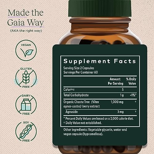 Gaia Herbs Vitex Berry (Chaste Tree) - Supports Hormone Balance & Fertility for Women - Helps Maintain Healthy Progesterone Levels to Support Menstrual Cycle Health - 120 Vegan Caps (60-Day Supply) - Image 2